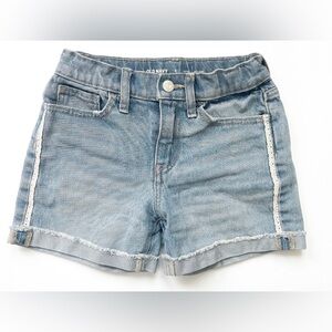 OLD NAVY Girls High-Rise Denim Shorts Light Wash Lace Trim Size 8